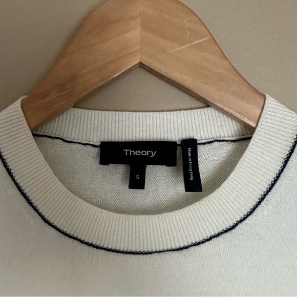 THEORY LASSEN CREW RENOWNED cotton wool sweater jumper off white sz Sm - Picture 4 of 7